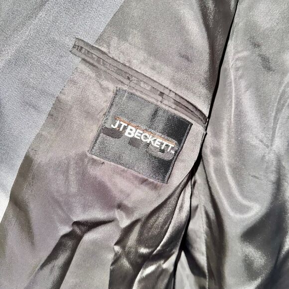 JT Beckett Men's Gray Double Breasted Blazer Sport Coat Jacket Size 41R - Picture 2 of 9